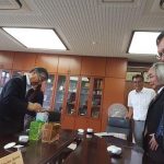 獸醫學院陳院長與工學院丁院長代表本校拜訪宮崎大學校長，感謝其對兩校交流活動之支持